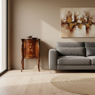 Design Möbel Stil Barock Kommode Vitrine Braun Holz Luxus Italienische