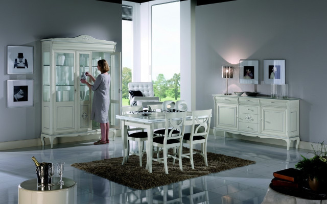 Design Esszimmer Set Garnitur 7tlg Holz Möbel Kommode 4x Stuhl Tisch Vitrine Neu
