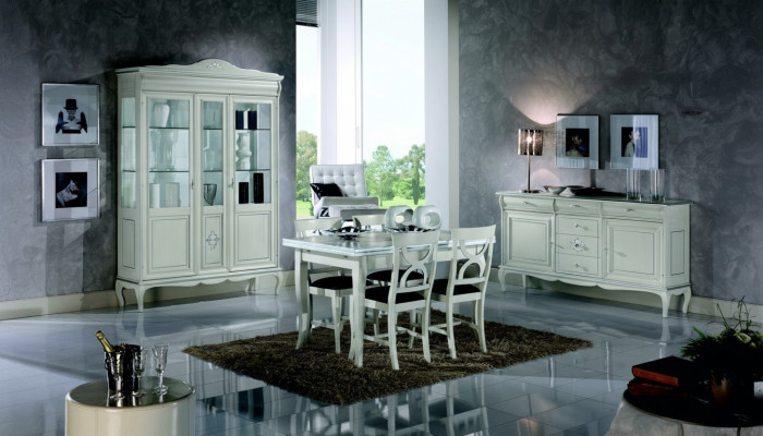 Design Esszimmer Set Garnitur 7tlg Holz Möbel Kommode 4x Stuhl Tisch Vitrine Neu