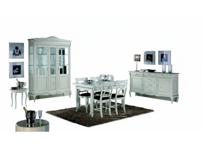 Design Esszimmer Set Garnitur 7tlg Holz Möbel Kommode 4x Stuhl Tisch Vitrine Neu