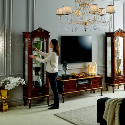 Wohnzimmer Wand Schrank Vitrine rtv sideboard echtes holz schränke italien möbel