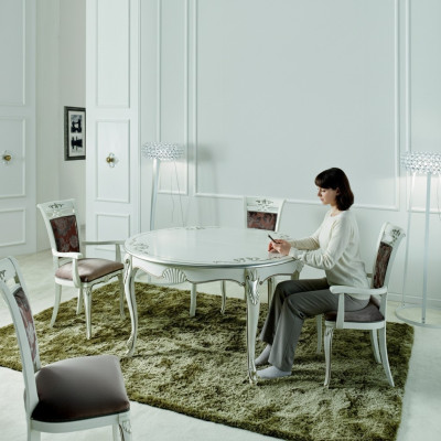 Italienische Möbel Esstisch 4x Stühle Holz Tisch Essgarnitur Klassisches Design