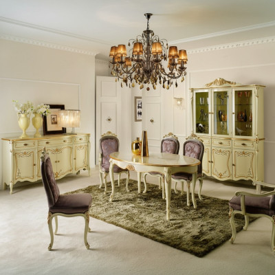 Esstisch 5 Stühle Komplettes Esszimmer Garnitur 6tlg Holz Italienische Möbel Neu