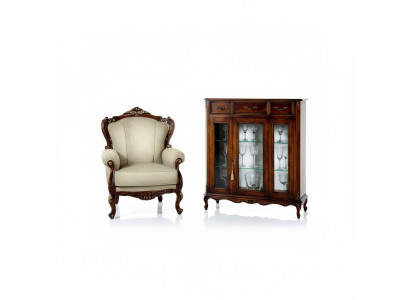 Möbel Stil Barock Holz Kommode Schrank Vitrine Möbel Luxus Sessel