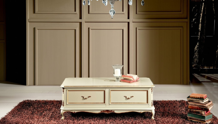 Holz Italienische Möbel Barock Stil Luxus Weiß Couchtisch Wohnzimmer Tisch Neu