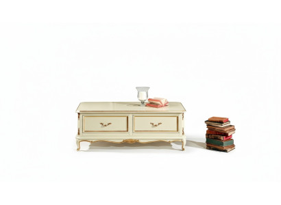 Holz Italienische Möbel Barock Stil Luxus Weiß Couchtisch Wohnzimmer Tisch Neu
