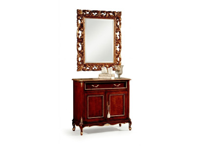 Holz Italienische Möbel 2tlg Set Möbel Stil Barock Luxus Kommode mit Spiegel