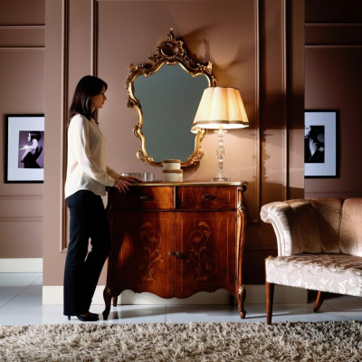 Luxus Möbel Stil Barock 2tlg Set Kommode mit Spiegel Luxus Holz Italienische
