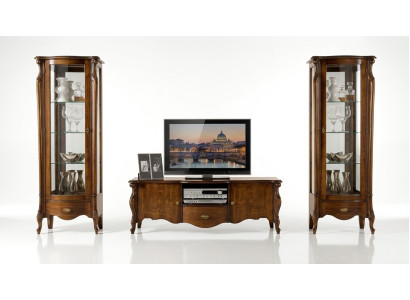 Luxus Wohnwand 3tlg rtv mit 2x Vitrine Design Italienische Möbel Barock Stil Neu