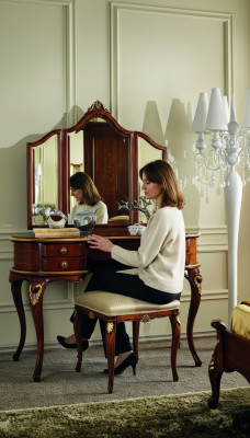 Luxus 3tlg Set Schminktisch Hocker Spiegel Schlafzimmer Italienische Möbel Neu