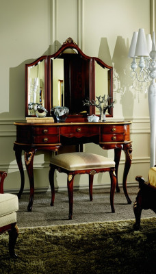 Luxus 3tlg Set Schminktisch Hocker Spiegel Schlafzimmer Italienische Möbel Neu