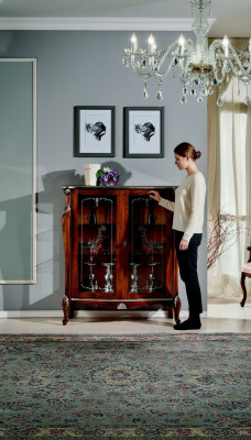 Schick Design Möbel Luxus Holz Vitrine Stil Antik Barock Schrank Italienische Anrichte