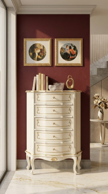 Italienische Möbel Luxus Stil Barock Weiß Schrank Kommode Designer Möbel