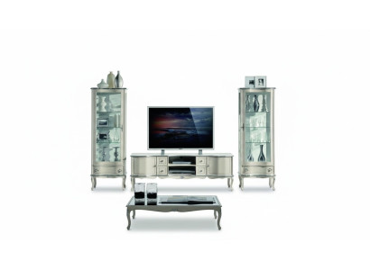 Schicke Set Garnitur 3tlg Rtv mit 2x Vitrine Italienische Möbel Wohnwand Schrank