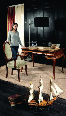 Holz Möbel Luxus Büro 2tlg Set Schreibtisch Sessel Italienische Tische Barock