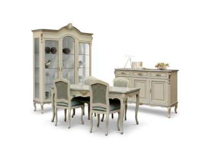 Luxus Esszimmer Set Garnitur 5tlg Weiß Holz Möbel 4x Stuhl Tisch Stil Barock Neu