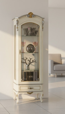 Klassische Luxus Möbel Holz Weiß Vitrine Schicke Vitrineschrank Italienische Möbel Neu
