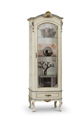 Klassische Luxus Möbel Holz Weiß Vitrine Schicke Vitrineschrank Italienische Möbel Neu
