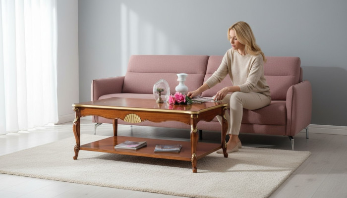 Design Holz Italienische Möbel Barock Stil Braun Couchtisch Wohnzimmer Tisch Neu