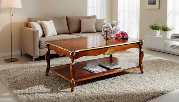 Design Holz Italienische Möbel Barock Stil Braun Couchtisch Wohnzimmer Tisch Neu