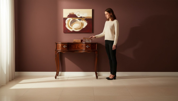 Holz Italienische Möbel Konsolentisch Braun Möbel Stil Barock Design Konsolen