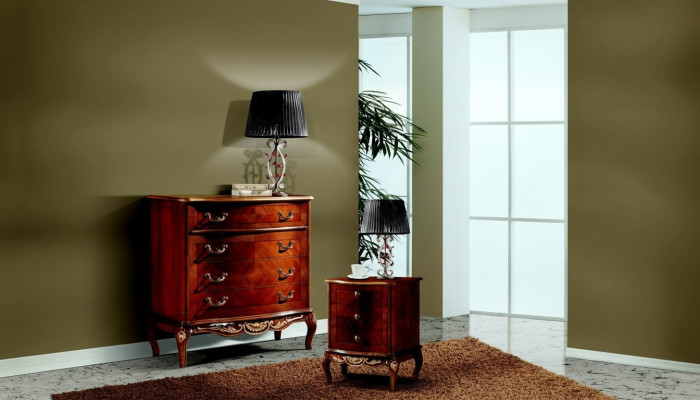 Luxus Italienische Möbel Groß Kommode Schrank mit 4 Schublade Holz Braun