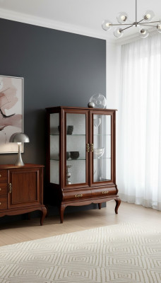 Klassische Möbel Holz Braun Vitrine Schicke Vitrineschrank Italienische Möbel
