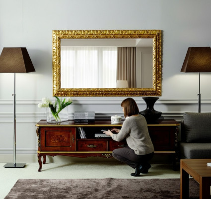 Luxus 2tlg Set Sideboard Lowboard rtv Spiegel Italienische Holz Möbel Holzmöbel