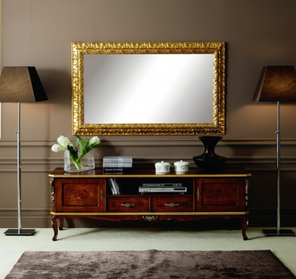 Luxus 2tlg Set Sideboard Lowboard rtv Spiegel Italienische Holz Möbel Holzmöbel