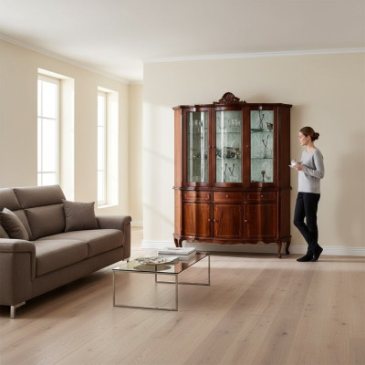 Klassische Möbel Holz Braun Vitrine Schicke Vitrineschrank Design Italienische Möbel