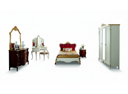 Design Luxus Bett 120*195 cm mit Kopfteil Knöpfe Stil Barock Italienische Möbel