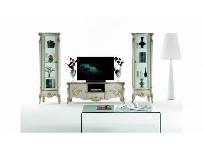 Schicke Set Garnitur 3tlg Rtv mit 2x Vitrine Italienische Möbel Klassische Stil