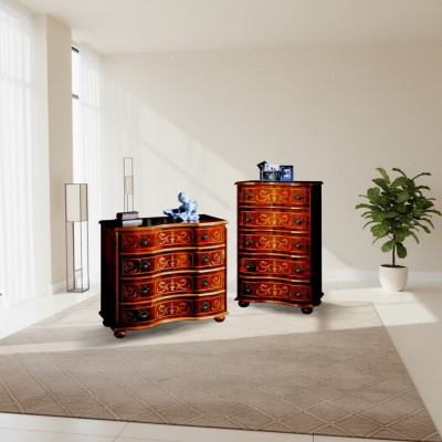 Italienische Holz Möbel Design Luxus Kommode Schrank 4 Schubladen Braun
