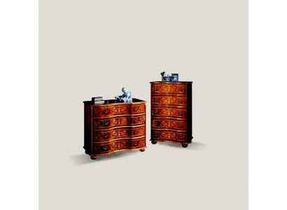 Italienische Holz Möbel Design Luxus Kommode Schrank 4 Schubladen Braun