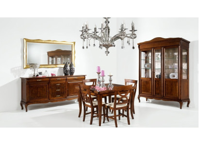 Esstisch 4 Stühle Vitrine Kommode Spiegel Komplettes Esszimmer Garnitur 8tlg Neu