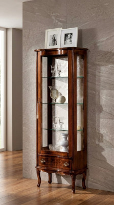 Luxus Holz Vitrine Brauner Schrank Glas Türen Design Anrichte Italienische Möbel
