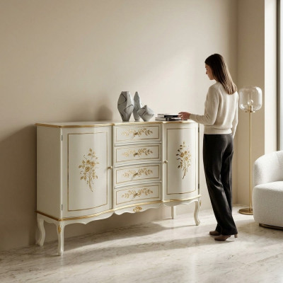 Luxus Kommode Schrank Italienische Holz Möbel Design Sideboard Konsole