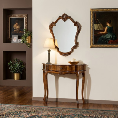 Möbel Stil Barock Konsolentisch Spiegel Holz Italienische Tische Konsolen 2tlg.