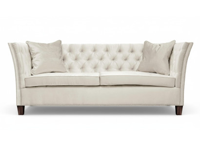 Sofa Beige Chesterfield Dreisitzer Polster Möbel Hotel Praxis Wohnzimmer