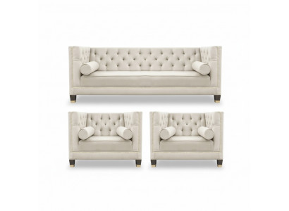 Sofagarnitur Couch Samt Polster couchen 3tlg. set garnituren wohnzimmer