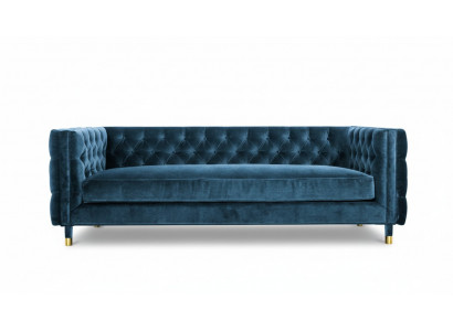 Luxus Blaue Chesterfield Samt Dreisitzer Polster Möbel Hotel Wohnzimmer Praxis