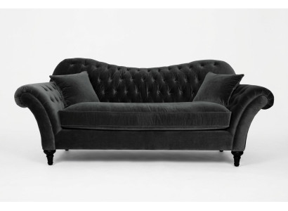 Couchen Polster Sofa Sofas Chesterfield Schwarz Dreisitzer Stoff Wohnzimmer Neu