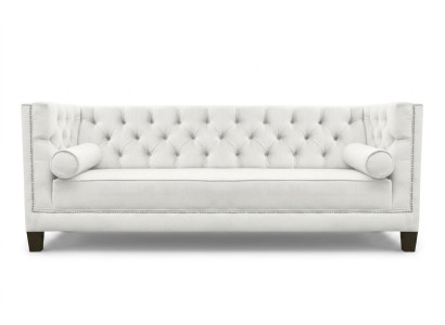 Dreisitzer Stoff Wohnzimmer weiß Couchen Polster Sofa Sofas Chesterfield couch
