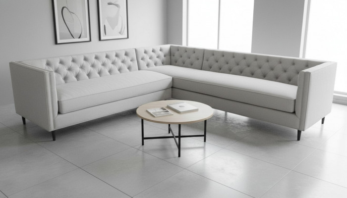 Ecksofa Grau Big Textil Stoff Chesterfield Sofas Kreative Möbel Neu Wohnzimmer