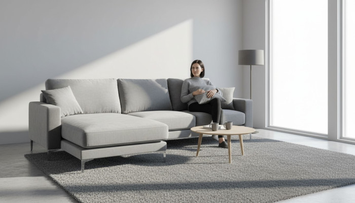 Ecksofa Grau xxl Big Textill Stoff Chesterfield Sofas Kreative Möbel Wohnzimmer