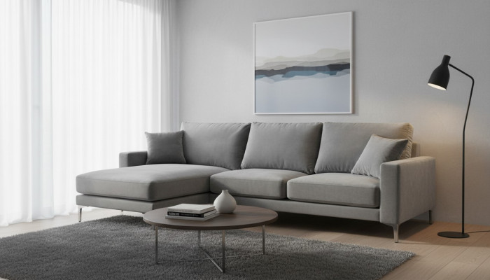 Ecksofa Grau xxl Big Textill Stoff Chesterfield Sofas Kreative Möbel Wohnzimmer