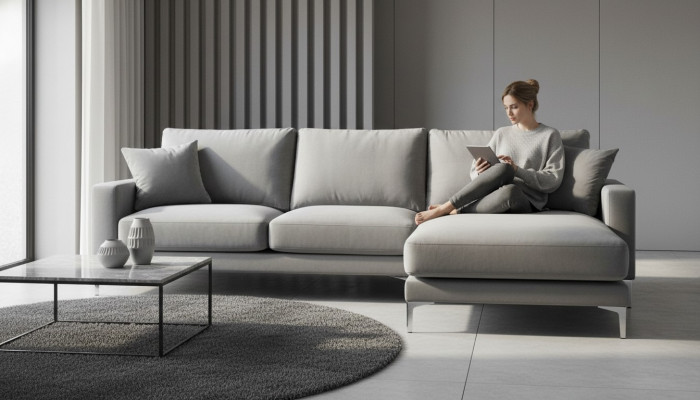 Wohnzimmer Ecksofa Grau xxl Big Kreative Möbel Textill Stoff Chesterfield Sofas