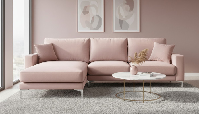 Textil Stoff Chesterfield Sofas Kreative Möbel Wohnzimmer Ecksofa Rosa XXL Big