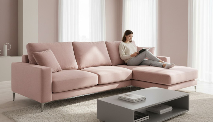 Rosa Ecksofa Stoff Wohnzimmer Design Couchen Polster Sofa Sofas Eckgarnitur Neu