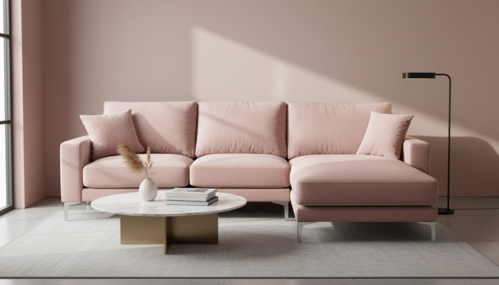 Rosa Ecksofa Stoff Wohnzimmer Design Couchen Polster Sofa Sofas Eckgarnitur Neu